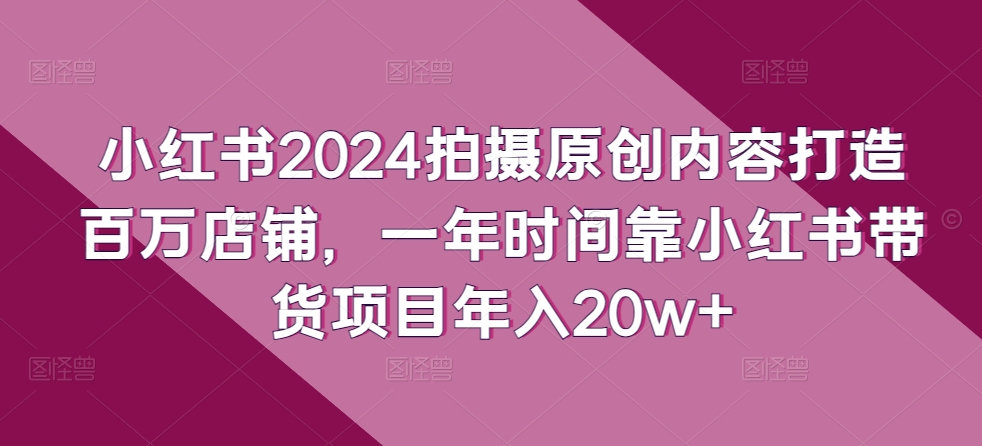 小红书2024拍摄原创内容打造百万店铺，一年时间靠小红书带货项目年入20w+-启云分享