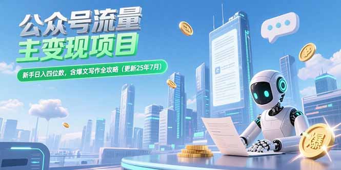 公众号流量主变现项目，新手日入四位数，含爆文写作全攻略(更新25年7月-启云分享