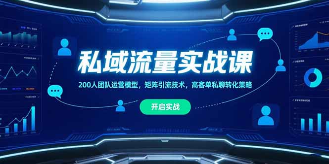 私域流量实战课，200人团队运营模型，矩阵引流技术，高客单私聊转化策略-启云分享