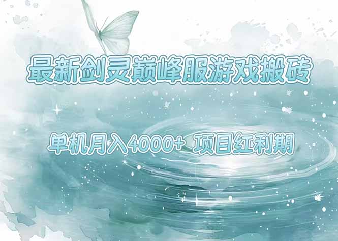 最新剑灵巅峰服游戏搬砖，项目红利期，单机稳定4000+操作简单好上手-启云分享