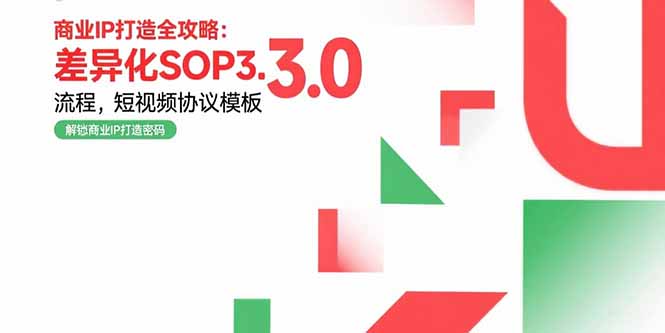 商业IP打造全攻略：差异化SOP3.0流程，短视频协议模板，婚恋项目实战案例-启云分享