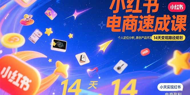小红书虚拟电商速成课：个人定位分析，原创产品开发，14天变现路径规划-启云分享