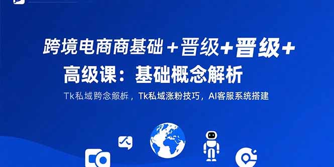 跨境电商基础+晋级+高级课：基础概念解析,Tk私域涨粉技巧,AI客服系统搭建-启云分享