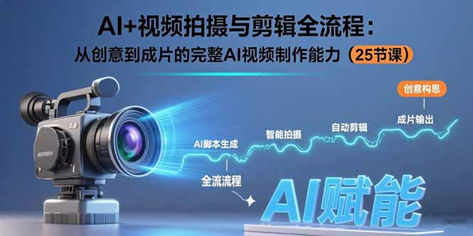 AI+视频拍摄与剪辑全流程：从创意到成片的完整AI视频制作能力(25节课-启云分享