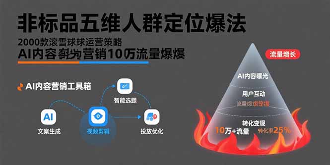 非标品五维人群定位法，2000款滚雪球运营策略，AI内容营销10万流量引爆-启云分享