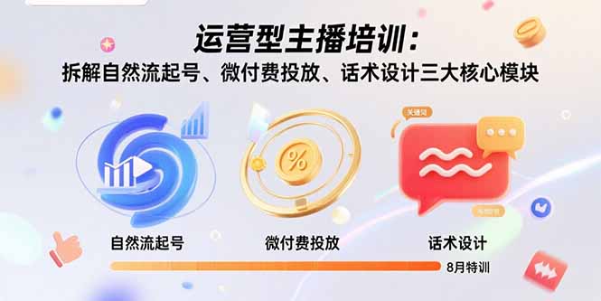 运营型主播培训：拆解自然流起号、微付费投放、话术设计三大核心模块-8月-启云分享