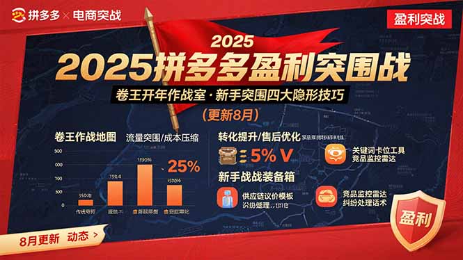2025拼多多盈利突围战：卷王开年作战室，新手突围四大隐形技巧(更新8月-启云分享