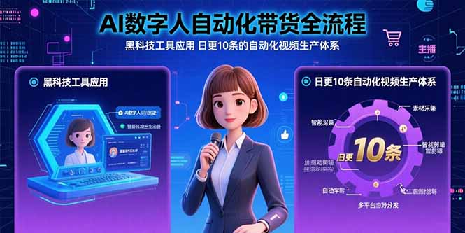 AI数字人自动化带货全流程：黑科技工具应用 日更10条的自动化视频生产体系-启云分享