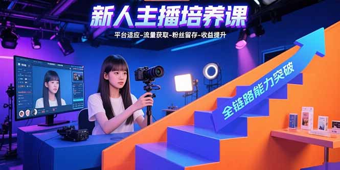 新人主播培养课：平台适应-流量获取-粉丝留存-收益提升 全链路能力突破-启云分享