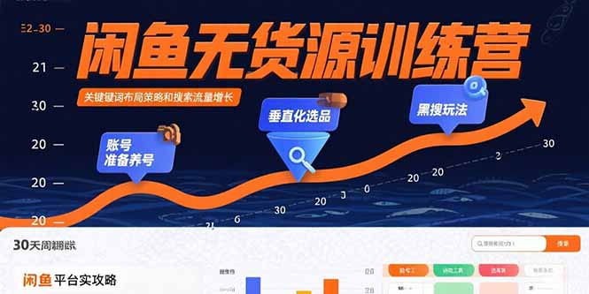 闲鱼无货源训练营：账号准备养号/垂直化选品/黑搜玩法，0基础30天盈利指南-启云分享