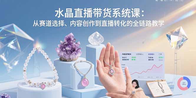 水晶直播带货系统课：从赛道选择、内容创作到直播转化的全链路教学-启云分享