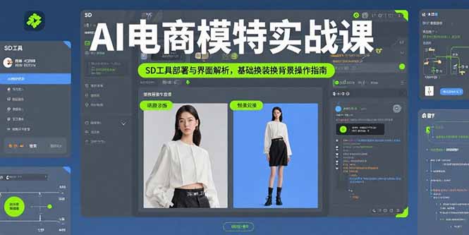 AI电商模特实战课，SD工具部署与界面解析，基础换装换背景操作指南-启云分享