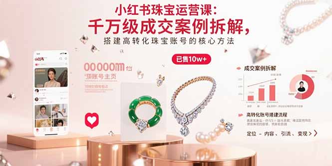 小红书珠宝运营课：千万级成交案例拆解，搭建高转化珠宝账号的核心方法-启云分享