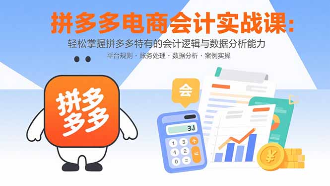 拼多多电商会计实战课：轻松掌握拼多多特有的会计逻辑与数据分析能力-启云分享
