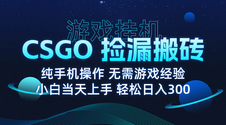 8月最新游戏搬砖，CSGO纯挂机，不需要玩游戏，实现真挂机，月入1W+-启云分享