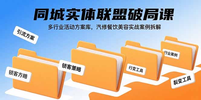 同城实体联盟破局课，多行业活动方案库，汽修餐饮美容实战案例拆解-启云分享