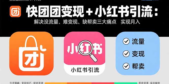 快团团变现+小红书引流：解决没流量、难变现、缺帮卖三大痛点 实现月入3w+-启云分享
