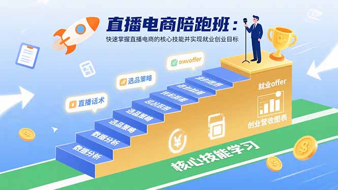 直播电商陪跑班：快速掌握直播电商的核心技能并实现就业/创业目标-启云分享