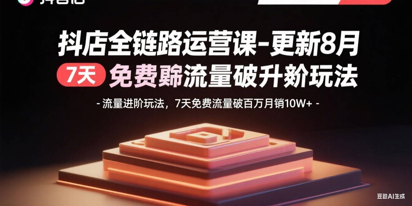 抖店全链路运营课-更新8月：流量进阶玩法，7天免费流量破百万月销10W+-启云分享