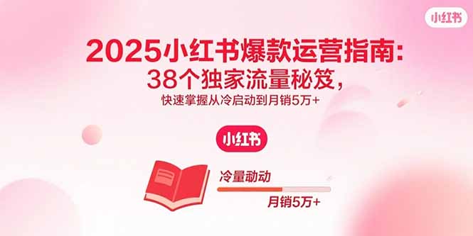 2025小红书爆款运营指南：38个独家流量秘笈，快速掌握从冷启动到月销5万+-启云分享