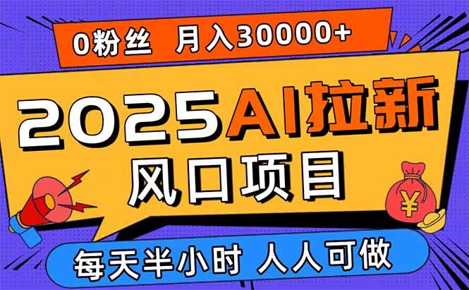2025AI拉新风口项目，0粉0基础月入30000+新手小白轻松学会-启云分享