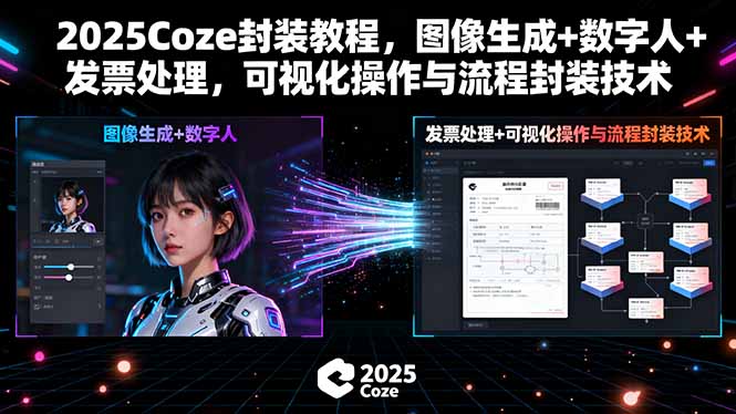2025Coze封装教程，图像生成+数字人+发票处理，可视化操作与流程封装技术-启云分享