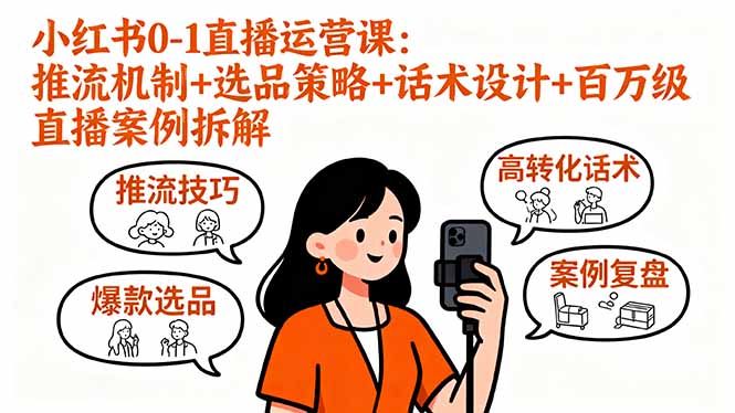 小红书0-1直播运营课:推流机制+选品策略+话术设计+百万级直播案例拆解-启云分享