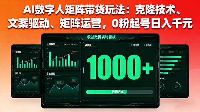 AI数字人矩阵带货玩法：克隆技术、文案驱动、矩阵运营，0粉起号日入千元-启云分享
