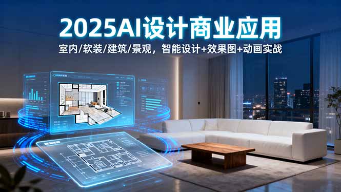 2025AI设计商业应用：室内/软装/建筑/景观，智能设计+效果图+动画实战-启云分享