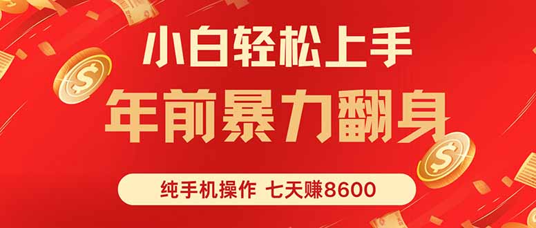 七天狂赚8600，小白纯手机操作，日入1000+-启云分享