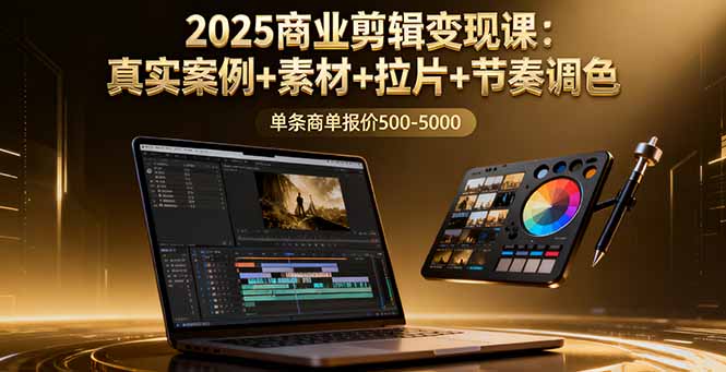 2025商业剪辑变现课：真实案例+素材+拉片+节奏调色，单条商单报价500-5000-启云分享