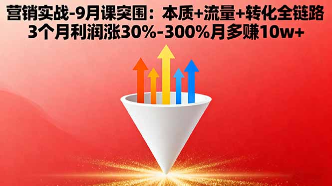 营销实战-9月突围课:本质+流量+转化全链路 3个月利润涨30%-300%月多赚10w+-启云分享