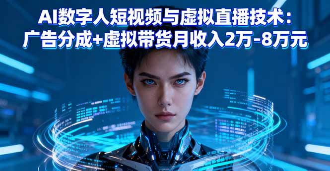 AI数字人短视频与虚拟直播技术：广告分成+虚拟带货月收入2万-8万元-启云分享