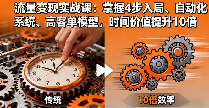 流量变现实战课：掌握4步入局、自动化系统、高客单模型，时间价值提升10倍-启云分享