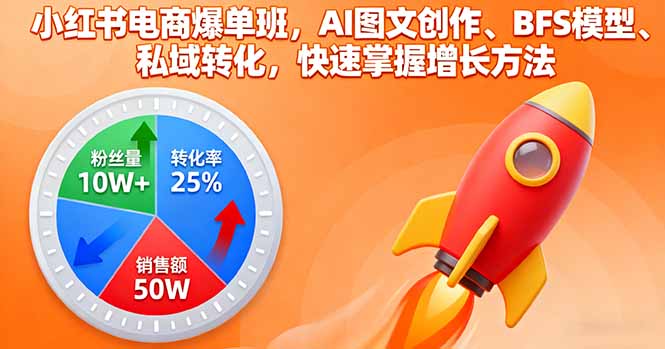 小红书电商爆单班，AI图文创作、BFS模型、私域转化，快速掌握增长方法-启云分享