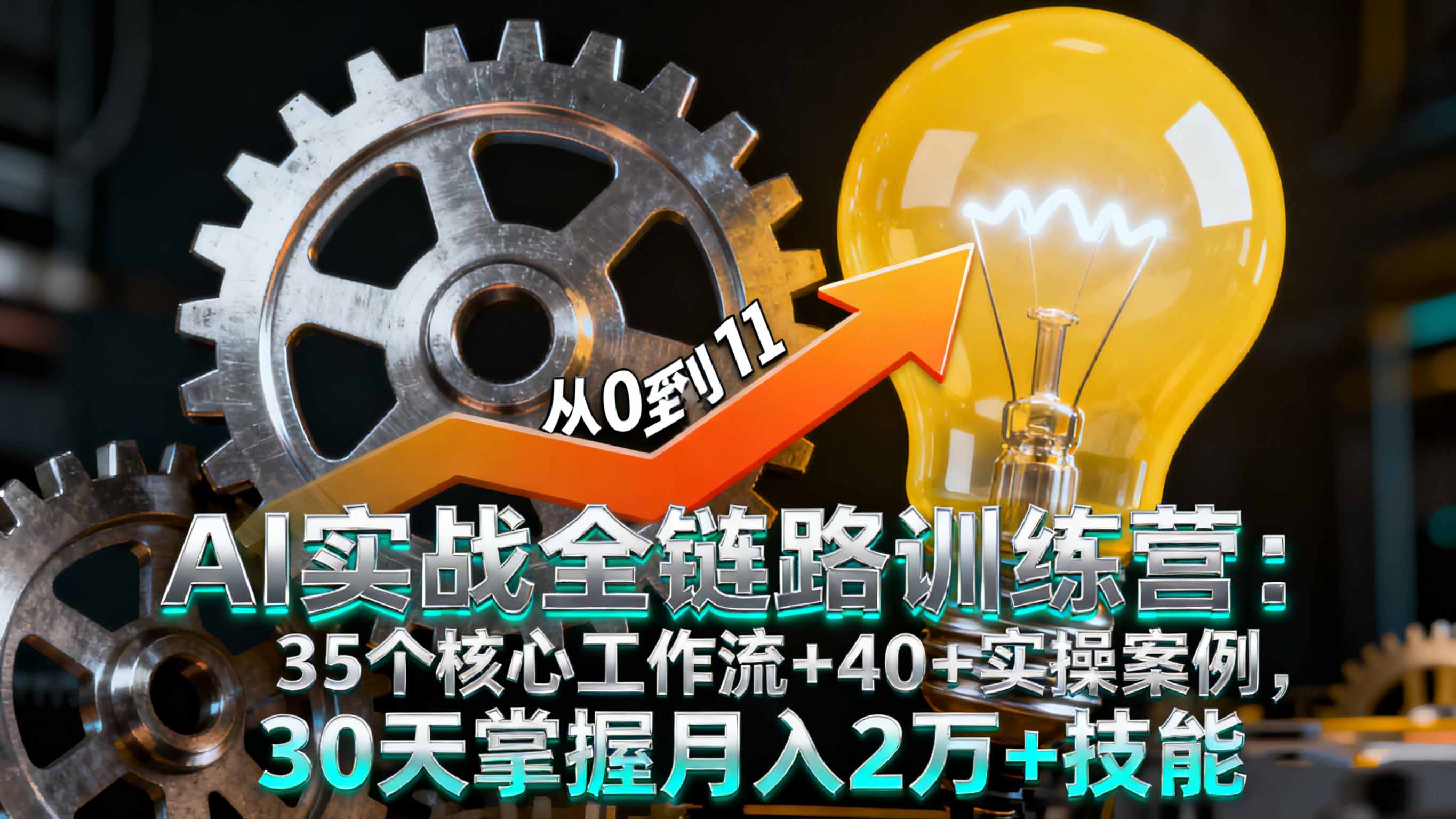 AI实战全链路训练营：35个核心工作流+40+实操案例，30天掌握月入2万+技能-启云分享