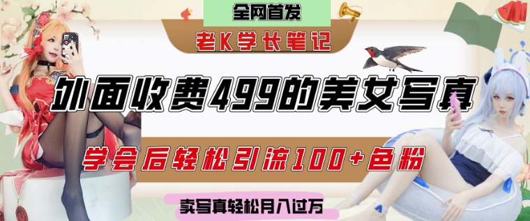 外面收费499的美女写真制作技术，学会后轻松引流S粉变现，日引100+S粉，轻松月入过W-启云分享