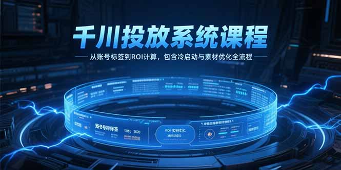 千川投放系统课程，从账号标签到ROI计算，包含冷启动与素材优化全流程-启云分享