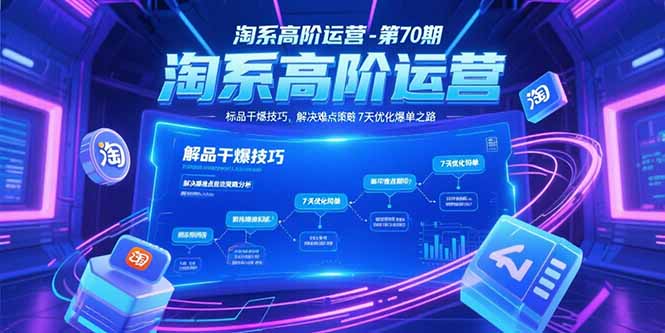 淘系高阶运营-第70期，标品干爆技巧，解决难点策略，大佬操盘方法-启云分享