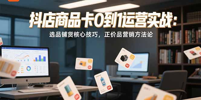 抖店商品卡0到1运营实战：选品铺货核心技巧，正价品营销方法论-启云分享