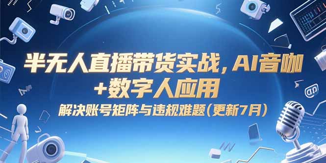 半无人直播带货实战，AI音咖+数字人应用 解决账号矩阵与违规难题(更新7月-启云分享