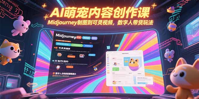 AI萌宠内容创作课，Midjourney制图到可灵视频，数字人带货玩法-启云分享