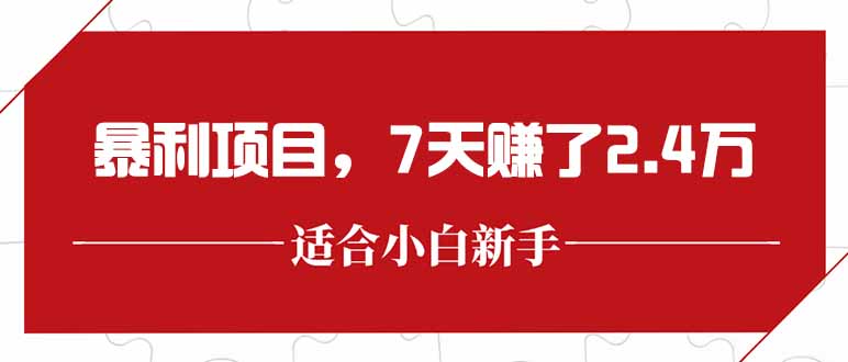 最新暴利项目，每单收益轻松在300以上，7天赚了2.4万-启云分享