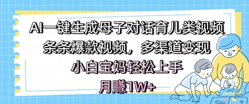 AI一键生成母子对话育儿类视频,条条爆款视频,多渠道变现,小白宝妈轻松上手,月入1W+-启云分享
