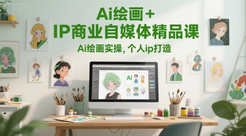 Ai绘画+IP商业自媒体精品课，Ai绘画实操，个人ip打造-启云分享