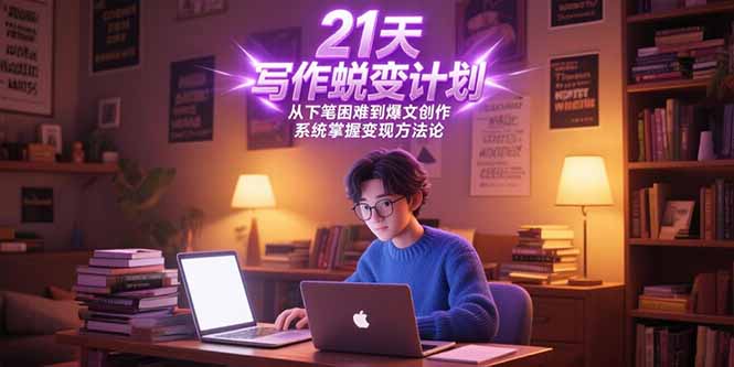 21天写作蜕变计划，从下笔困难到爆文创作，系统掌握变现方法论-启云分享
