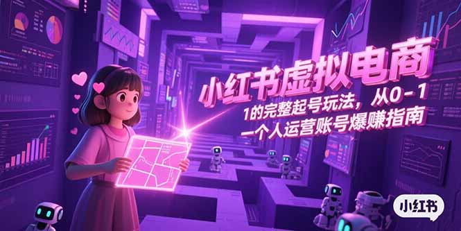 小红书虚拟电商，从0-1的完整起号玩法，一个人运营账号爆赚指南-启云分享