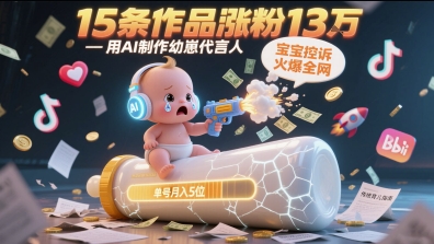 用AI制作幼崽代言人,宝宝的控诉火爆全网,15条作品涨粉13W,单号月入5位数实操教程-启云分享